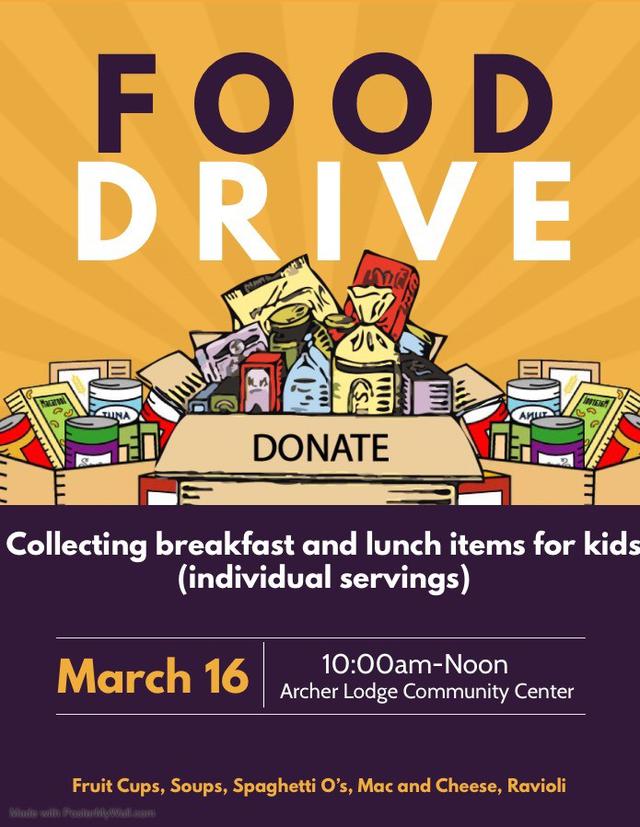 Town of Archer Lodge, North Carolina - Food Drive for KIds - Monday ...